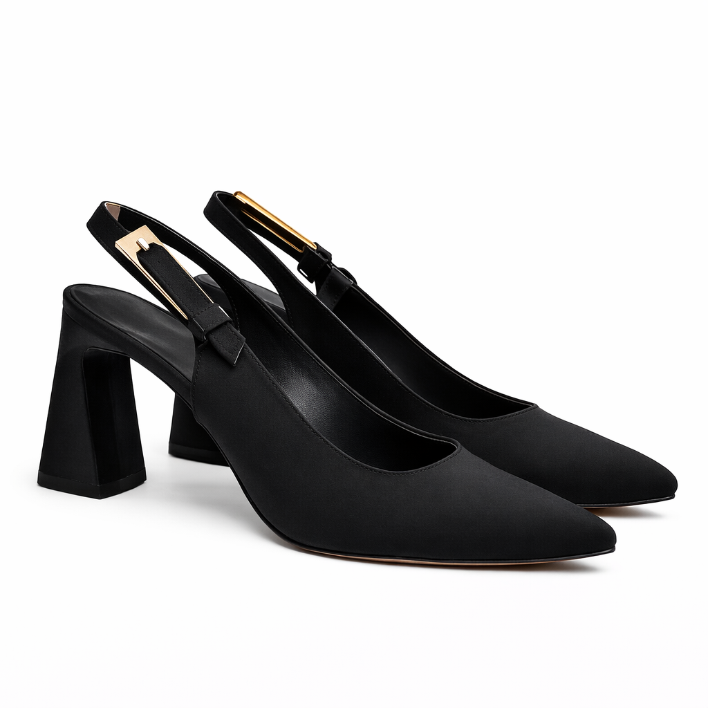 Patent leather slingback pumps