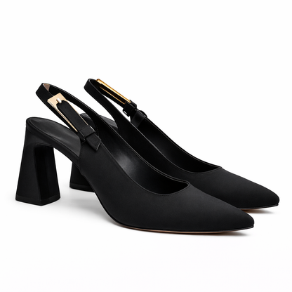 Patent leather slingback pumps