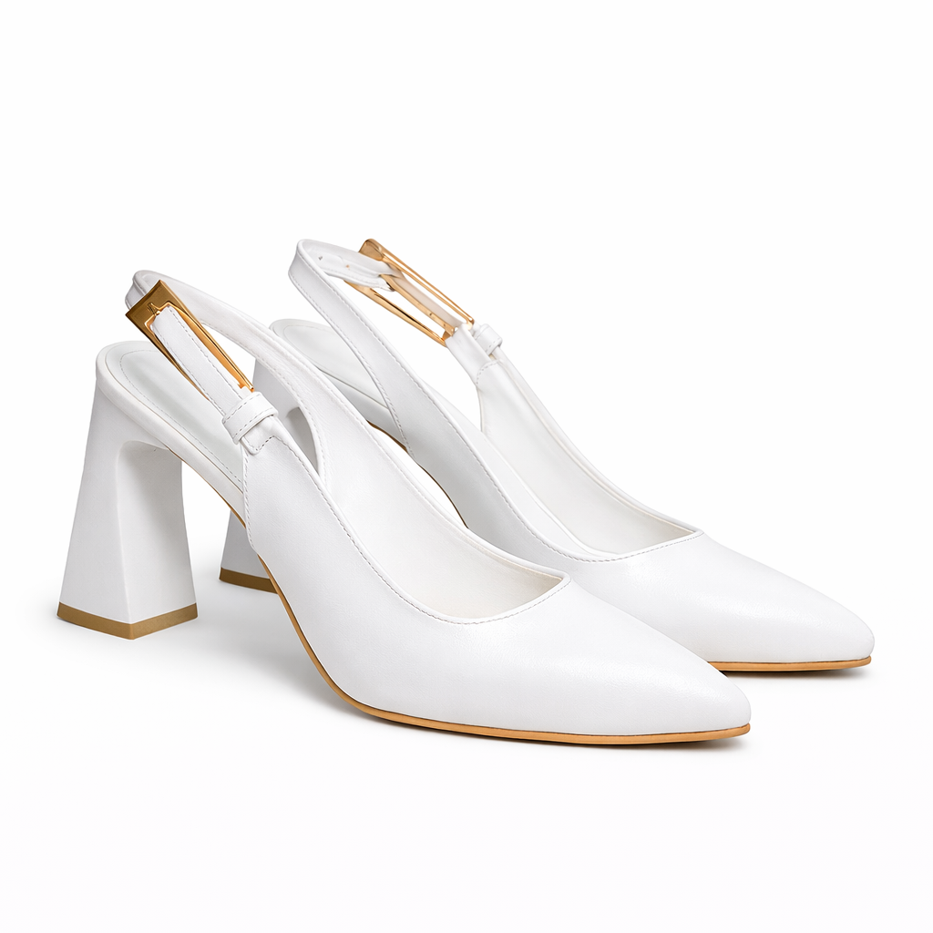 Patent leather slingback pumps