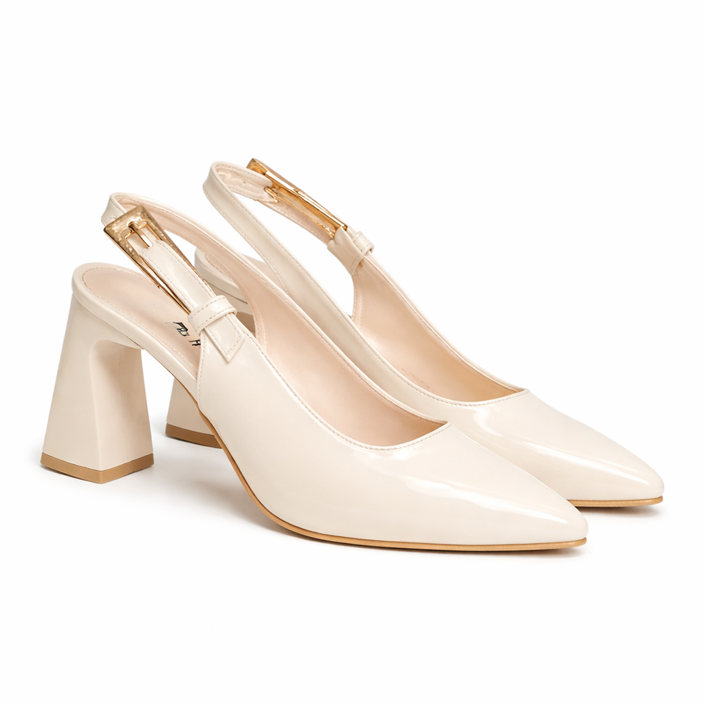 Patent leather slingback pumps