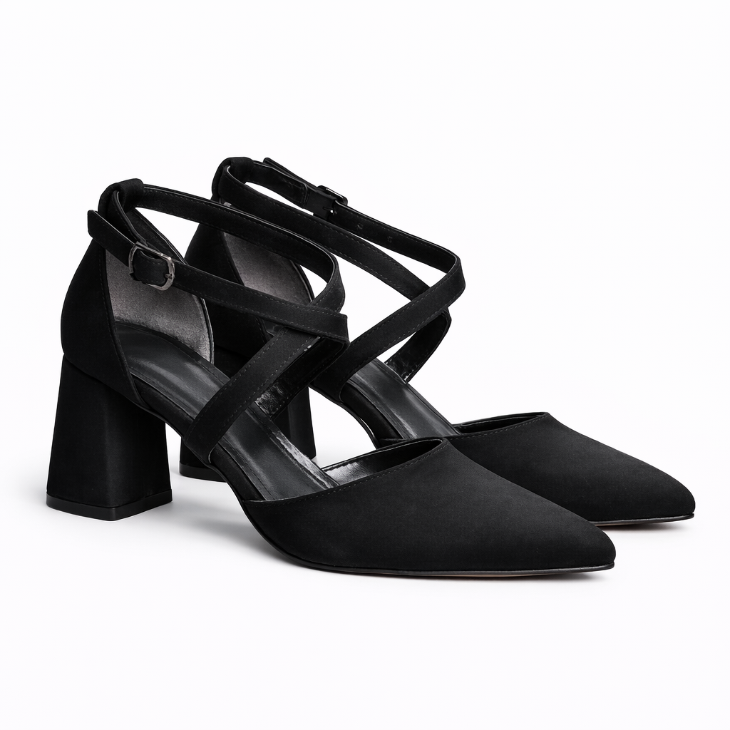 Block heel court shoes