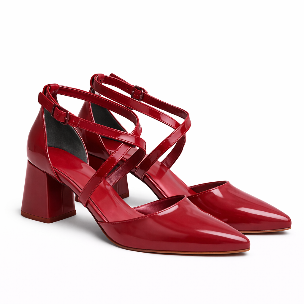 Block heel court shoes