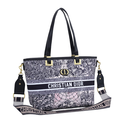 Dior Book Tote featuring the black and white Plan de Paris motif.