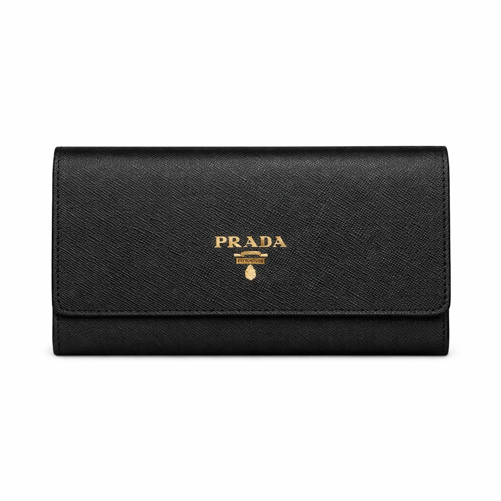 Prada Large Saffiano Leather Wallet black