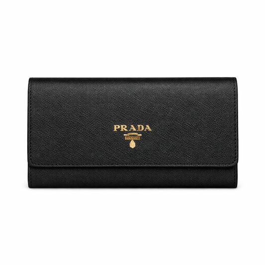 Prada Large Saffiano Leather Wallet black