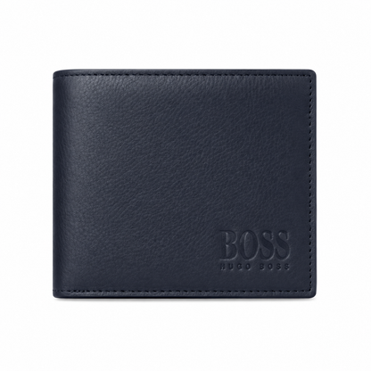 Hugo Boss navy grained leather wallet