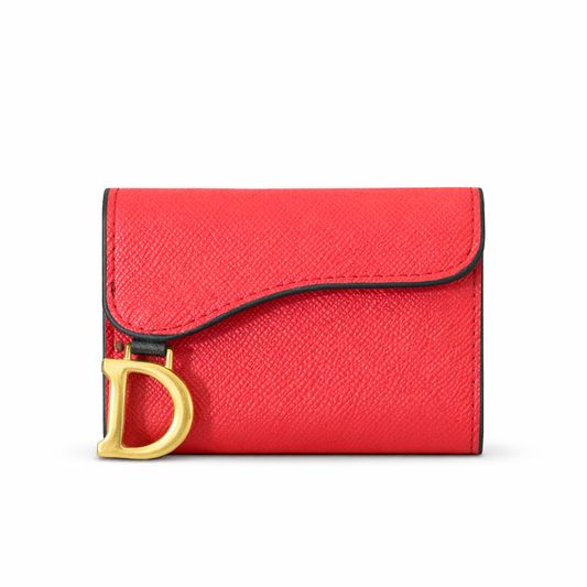 Christian Dior Saddle Bloom Card Holder red