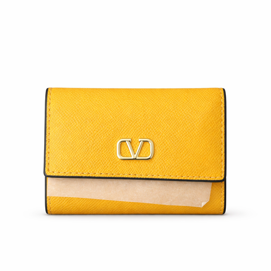 The Valentino Garavani VLogo Signature Grainy Calfskin Wallet yellow
