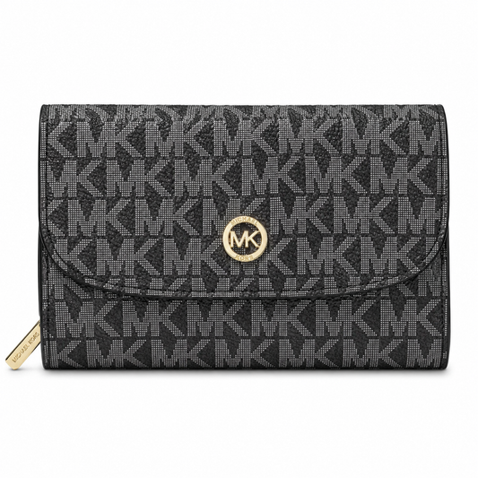 Michael Kors black signature logo foldover wallet