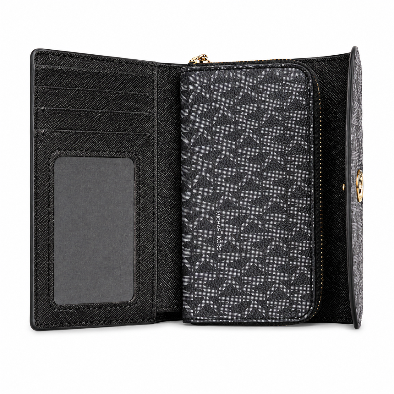 Michael Kors black signature logo foldover wallet