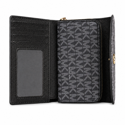 Michael Kors black signature logo foldover wallet