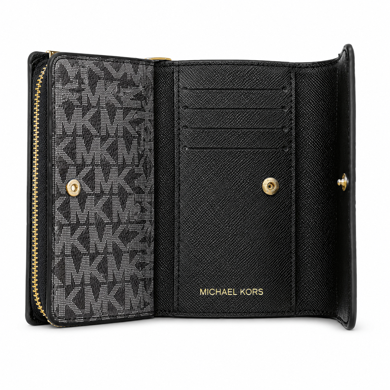 Michael Kors black signature logo foldover wallet