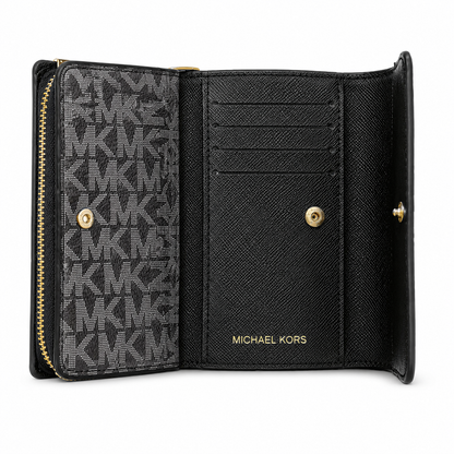 Michael Kors black signature logo foldover wallet