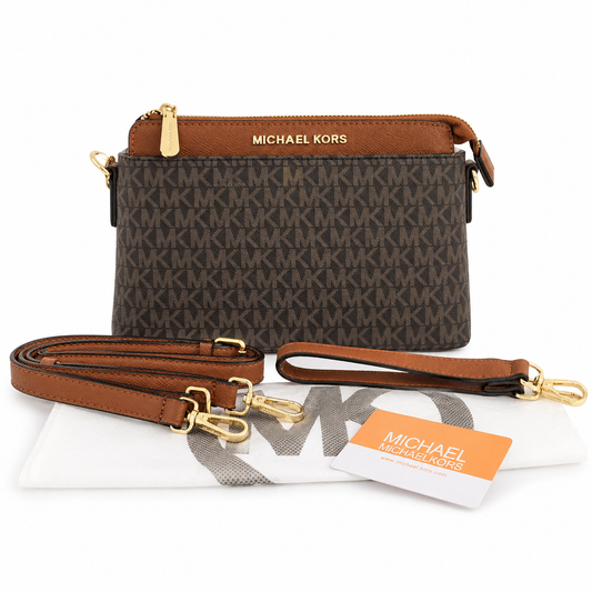 Michael Kors Jet Set signature monogram convertible crossbody bag