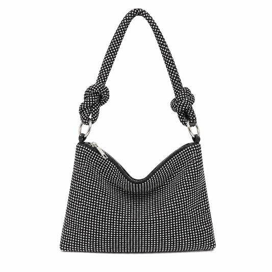 Stunning black rhinestone evening shoulder bag