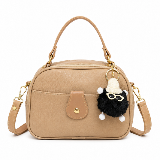 PU leather top-handle crossbody bag