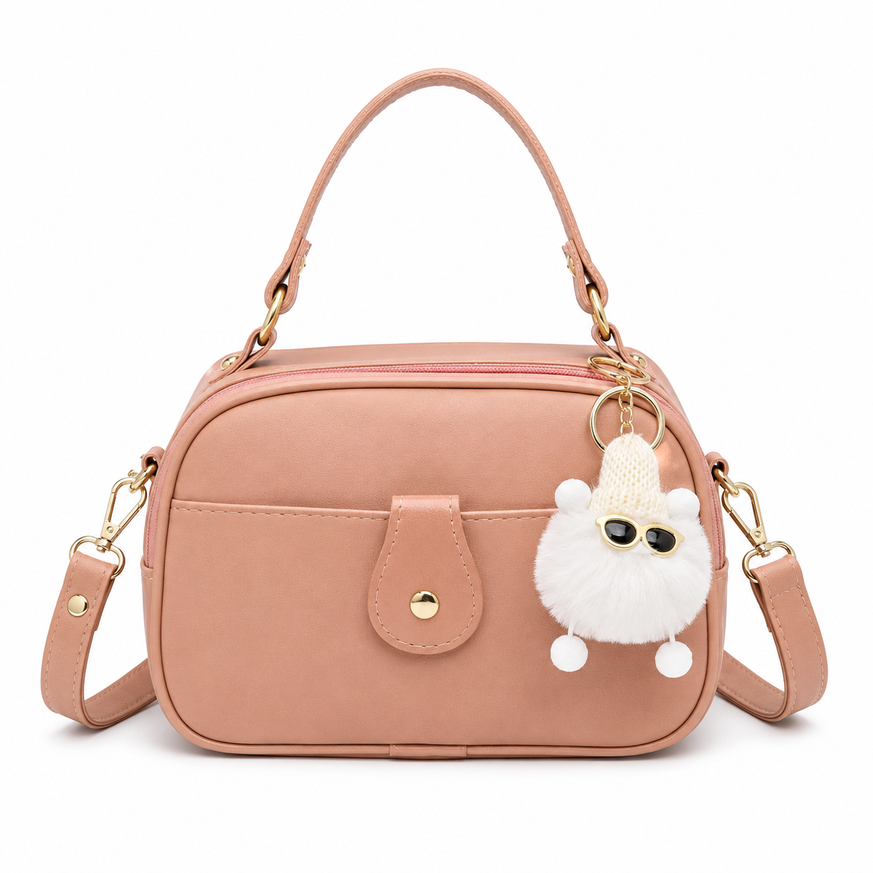 PU leather top-handle crossbody bag