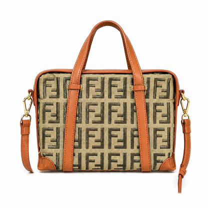 Fendi Zucca canvas mixed media handbag