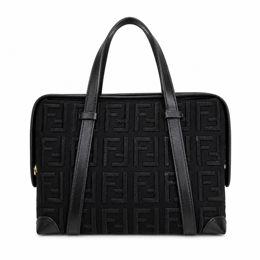 Fendi Zucca canvas mixed media handbag