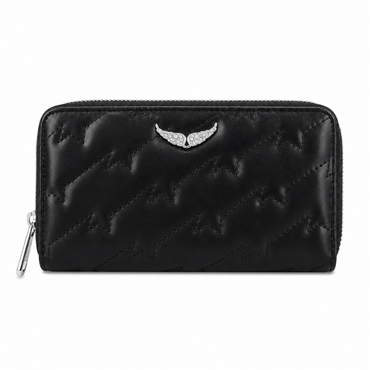 Zadig&Voltaire black quilted lambskin leather wallet