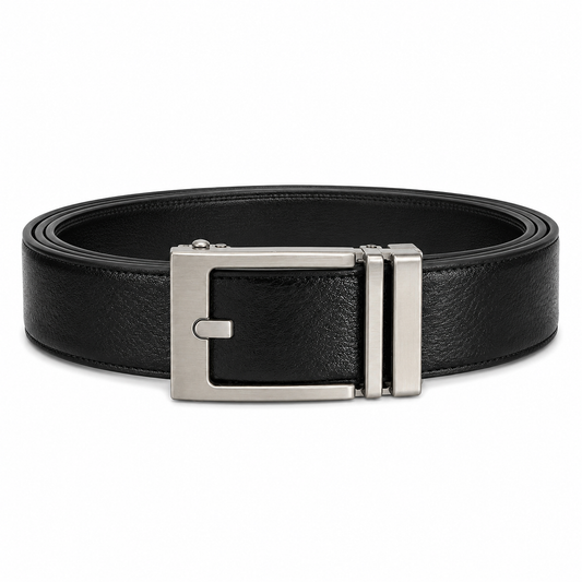black leather men's belt