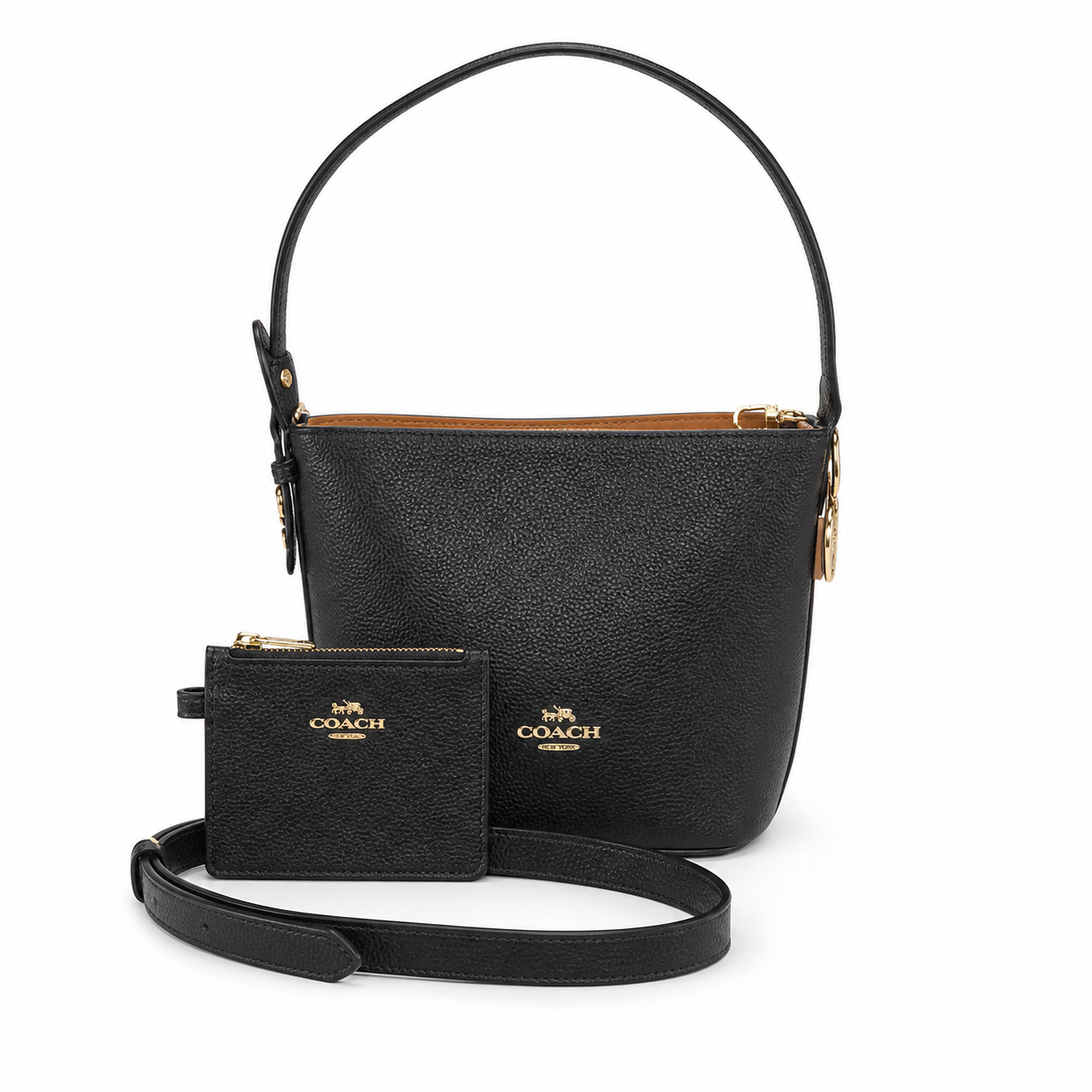 black Coach Zip Top Shoulder Bag