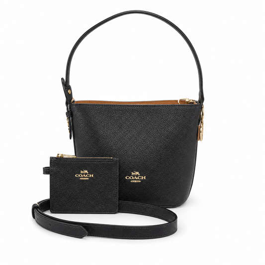 black Coach Zip Top Shoulder Bag