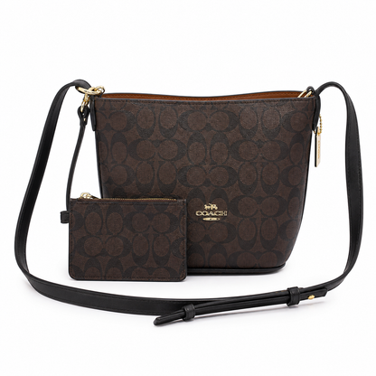 black Coach Zip Top Shoulder Bag