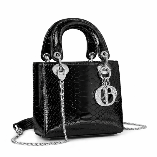 Christian Dior Mini Lady Dior bag in black python leather