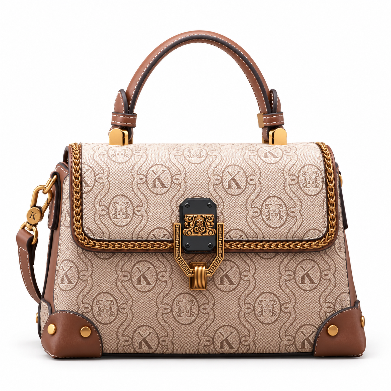 vintage-style structured top-handle handbag