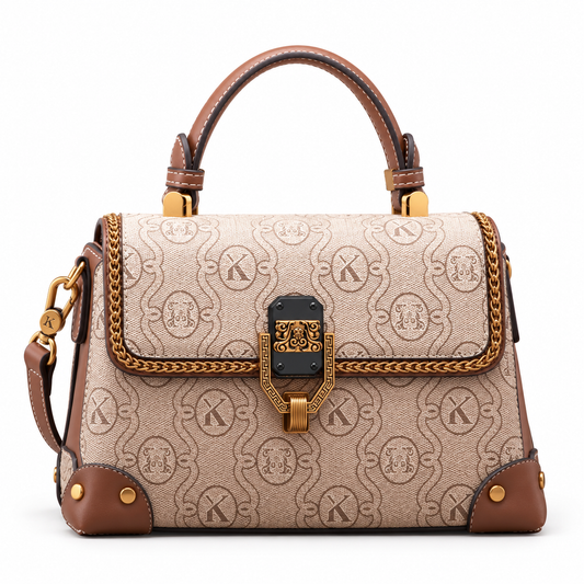 vintage-style structured top-handle handbag