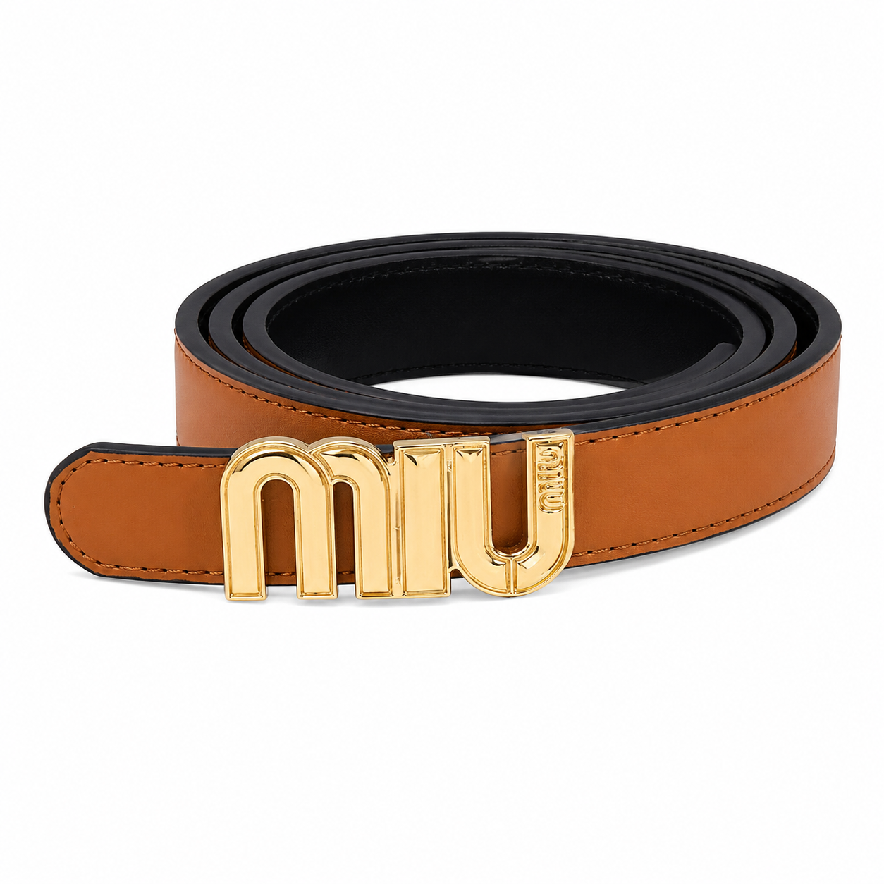 Miu Miu camel leather belt