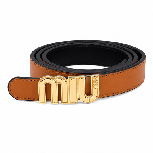 Miu Miu camel leather belt