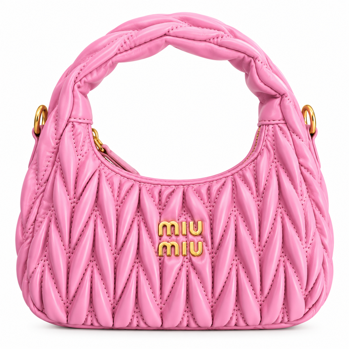 Miu Miu Wander Matelassé Nappa Leather Hobo Mini Bag (Copy)