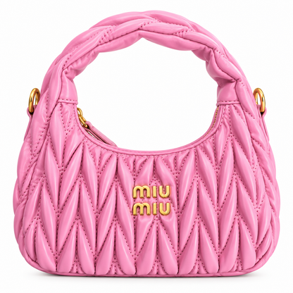 Miu Miu Wander Matelassé Nappa Leather Hobo Mini Bag (Copy)