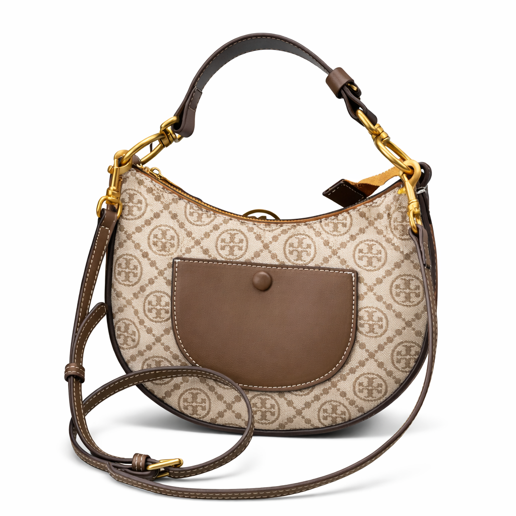 Tory Burch T Monogram Jacquard Mini Crescent Bag