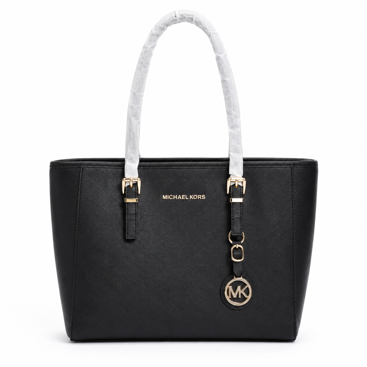 Michael Kors black leather tote bag