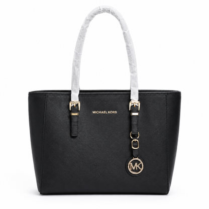 Michael Kors black leather tote bag