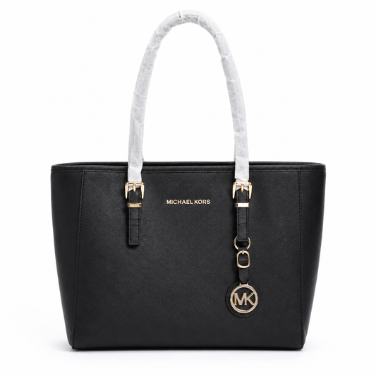 Michael Kors black leather tote bag