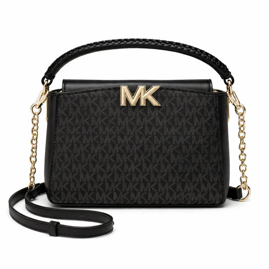 MICHAEL KORS Karlie Small Satchel Bag in Logo-print Canvas & Leather