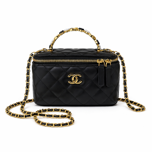 Chanel Lambskin Quilted Pearl Crush Small Vanity Case
