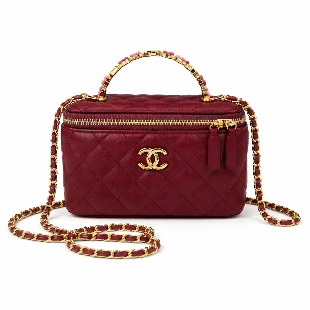 Chanel Lambskin Quilted Pearl Crush Small Vanity Case