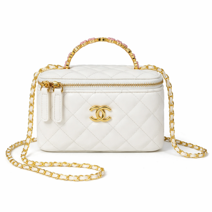 Chanel Lambskin Quilted Pearl Crush Small Vanity Case