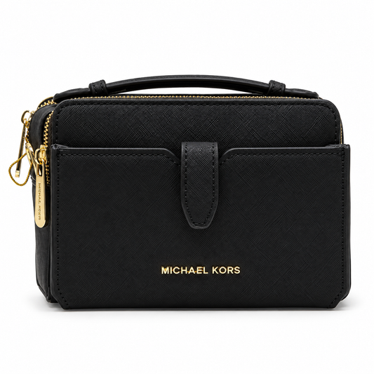 Michael Kors Jet Set Medium Saffiano Leather Smartphone Double-Zip Crossbody Bag