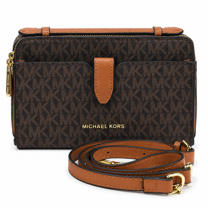 Michael Kors Jet Set Medium Saffiano Leather Smartphone Double-Zip Crossbody Bag
