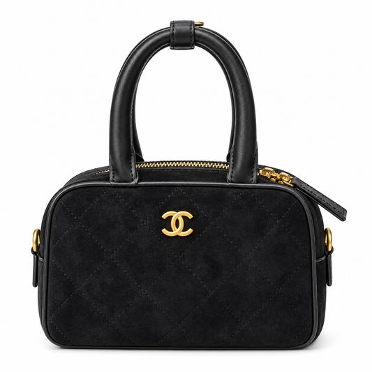 Chanel CC Logo Mini / Small Bowling Bag velvet