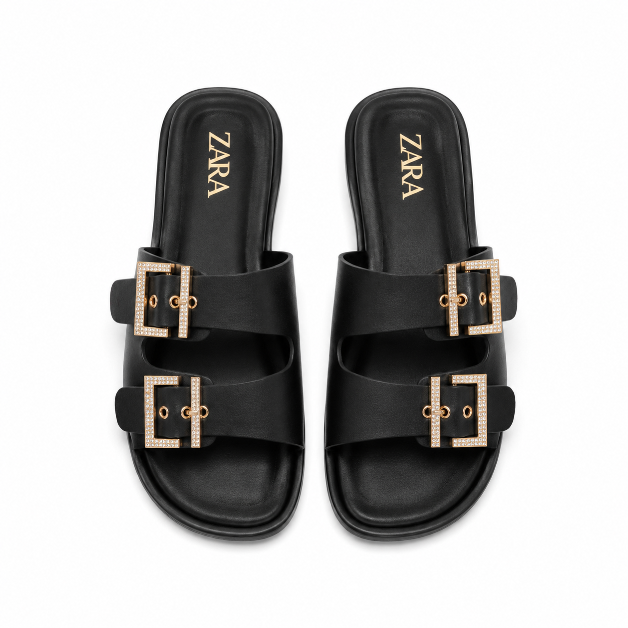 Zara black flat sandals