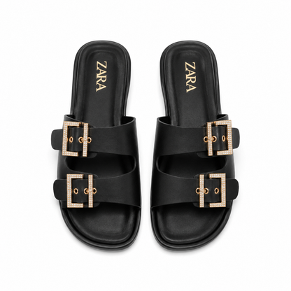 Zara black flat sandals