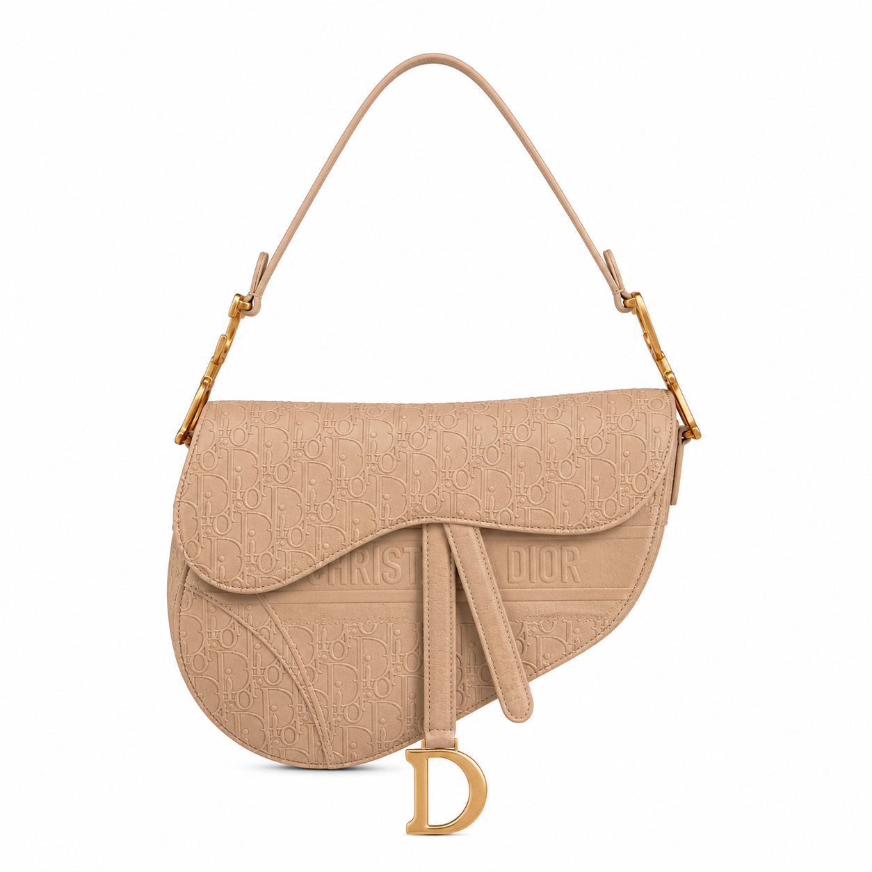 Christian Dior Black Calfskin Embossed Oblique Saddle Bag