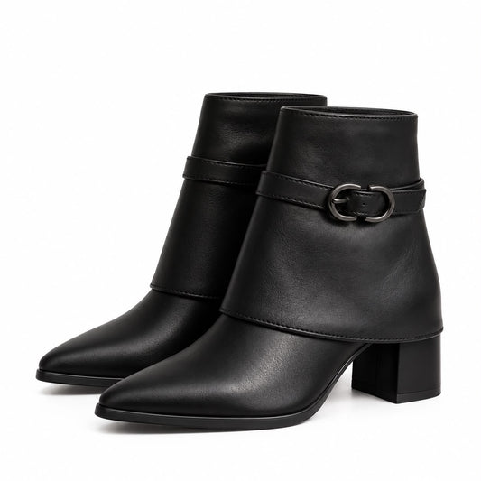 pointed-toe block-heel ankle boots